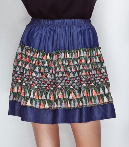 Stitching patch women skirt - Click Image to Close